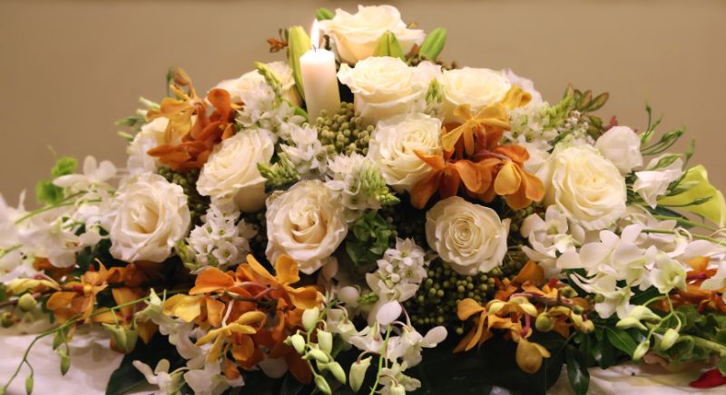 Large Floral Arrangements by Altar