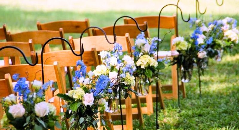Shepherd's Hooks with Flowers Church Wedding Decorations
