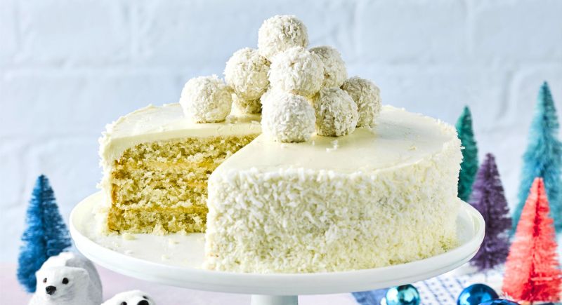Snowball Cake with White Frosting