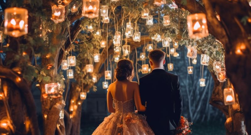 Trees Decorated with Lights