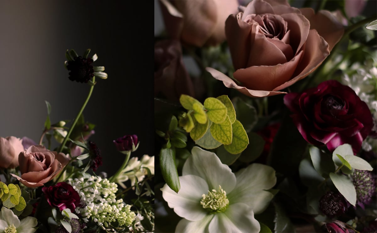 Cafe Latte Roses, Ranunculus, Scabiosa, Hellebores, Astrantia, Tuberose and Lilac