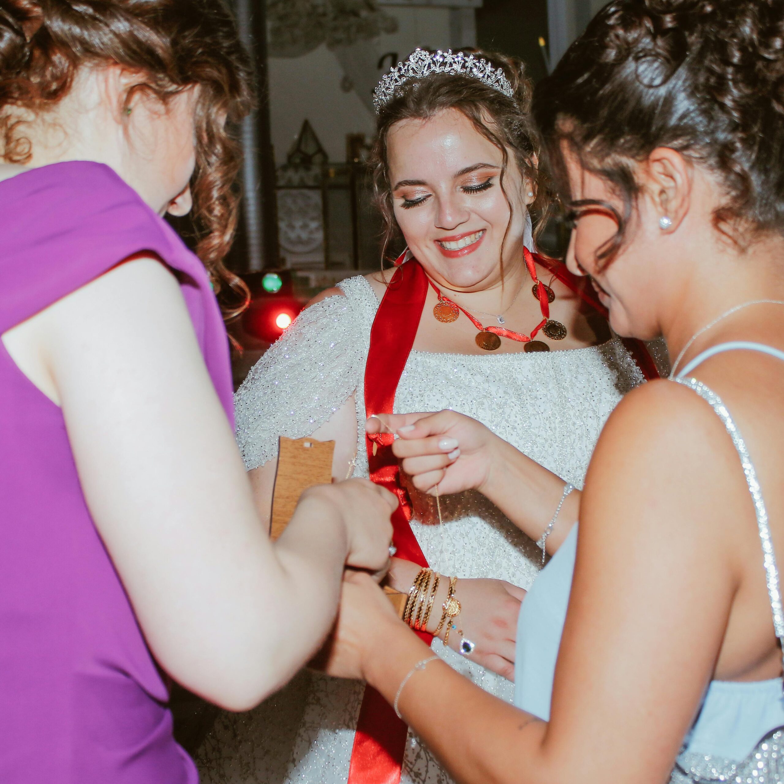 bride giving gifts wedding party