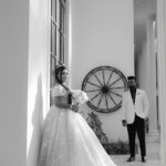 black white wedding dresses contrast