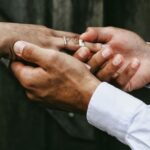 male hand displaying wedding ring